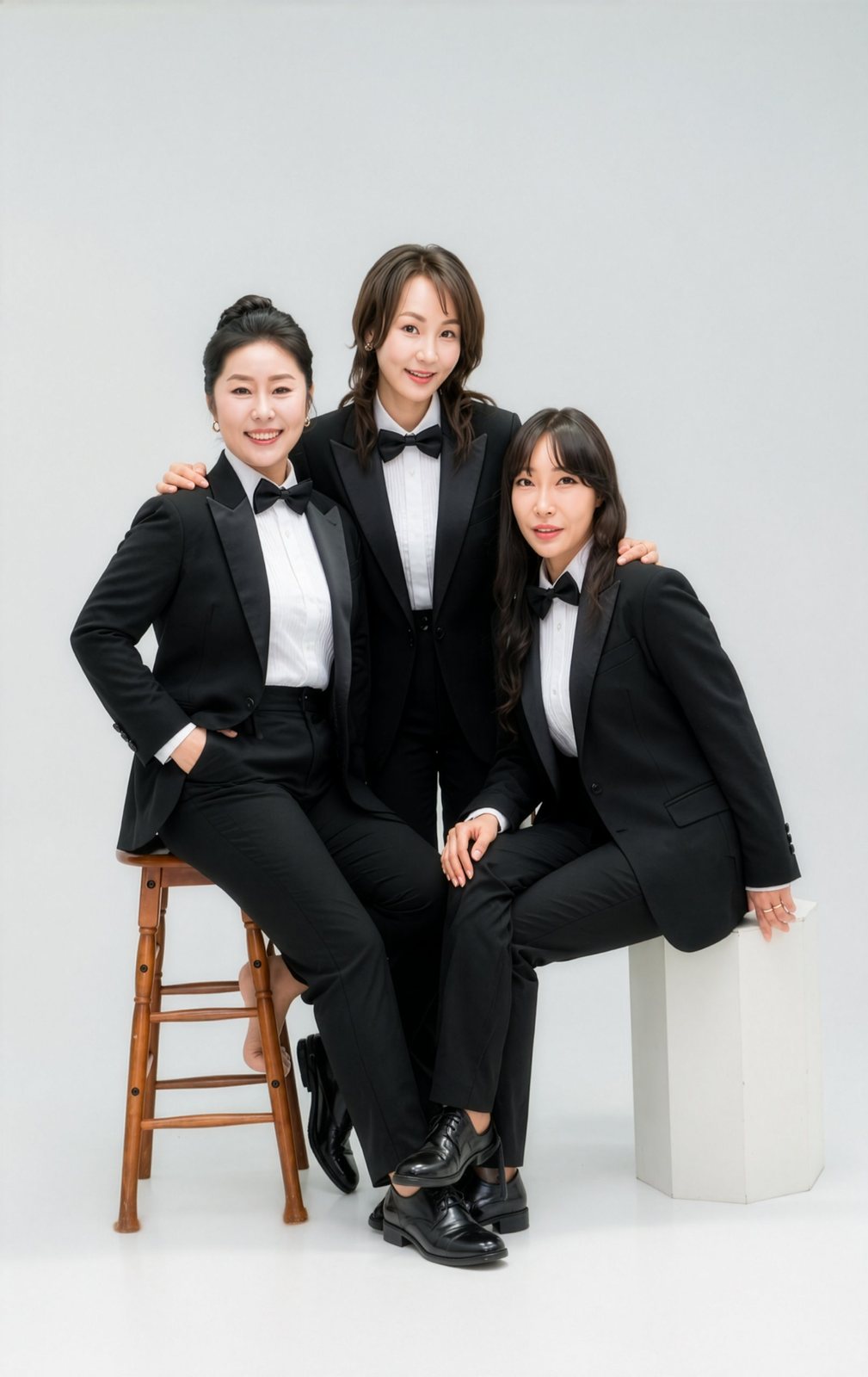 정장 차림으로 나란히 선 두 사람 — 김스튜디오